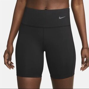 Nike Women's Tight Mid-Rise Ribbed-panel Running Shorts with Pockets DX2951-010